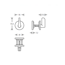  WC-beslag - FSB - Borstad aluminium - DIN cc30 - DIN cc38 - Modell 1735