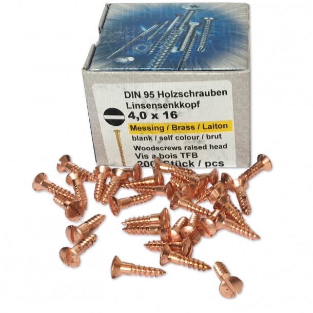Copper wood screws - Slotted - 4x16 mm (200 pcs.)