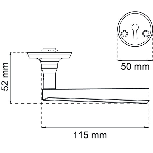 Drrhandtag inuti. med nyckelskylt Oxford matt mssing
