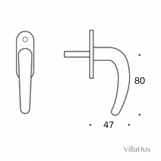 Espagnolette handle - Browned brass - Kay Otto Fisher - Small coup - Model 17881