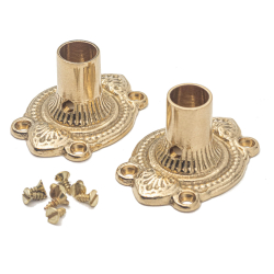 Wooden Door handle interior - Brass and black wood, Escutcheon without flap