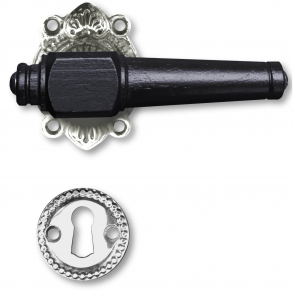 Drrhandtag - Tr - Inomhus - Frnicklad mssing och svart tr, nyckelskylt utan flik