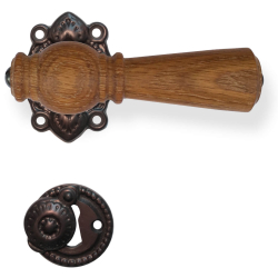 Wooden door handle - Oak and browned brass - Model Copenhagen 670