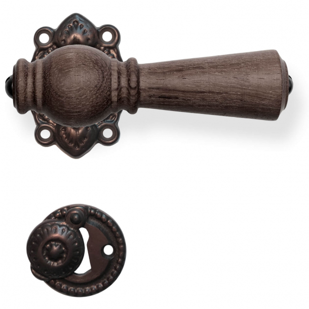 Holztrgriff - Gerucherte Eiche und brniertes Messing - Modell Kopenhagen 670