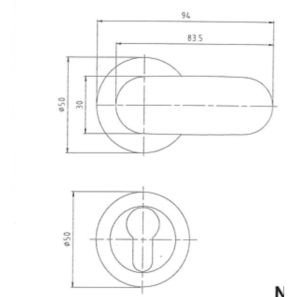 Door handle with europrofile escutcheon - Bright chrome - Model Elvira