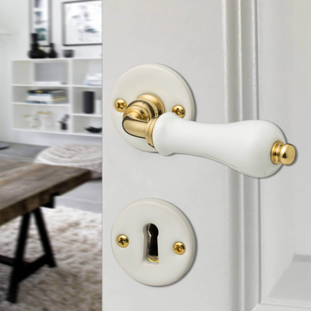 Door handle interior - Porcelain and Brass