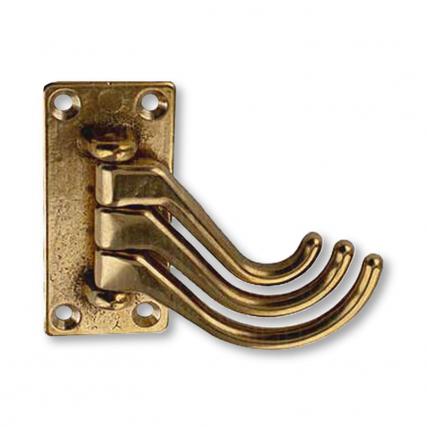 Coat hook with 3 swing hooks, Brass without lacquer, Model 1062