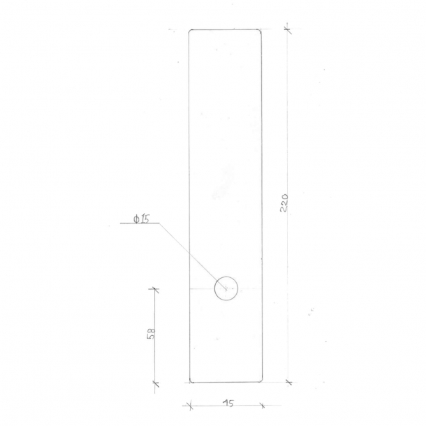 Backplate with grip hole - Brass without lacquered - 220 x 45 x 2 mm