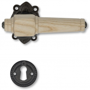 Drrhandtag - Tr - Inomhus - Oxiderad mssing och asktr, Nyckelskylt utan flik