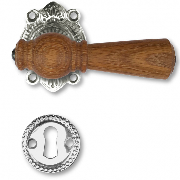 Dörrhandtag - Trä - Inomhus - Almue, Nickel, Ek, nyckelskylt utan flik
