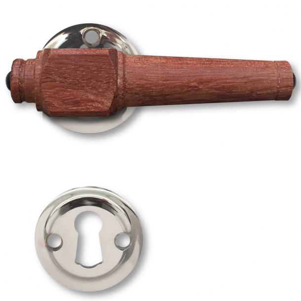 Wooden Door handle interior - Glossy Nickel and Rosewood wood (21040103)