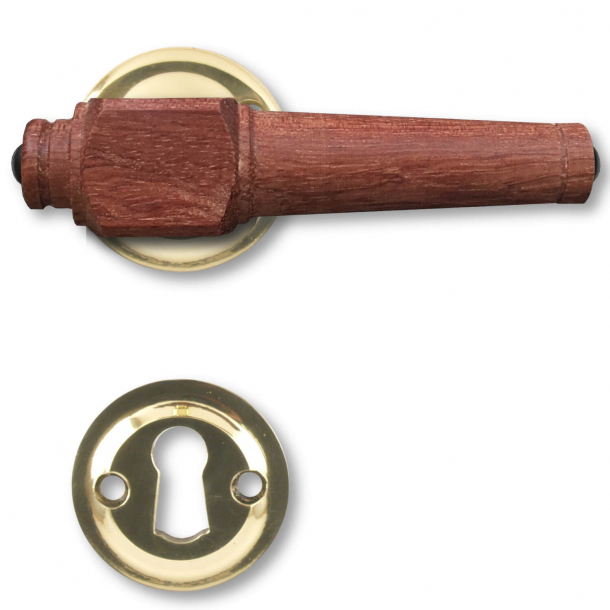 Wooden Door handle interior - Brass and rosewood (205231)