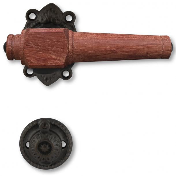 Wooden Door handle interior - Black brass and Rosewood wood (21040105)