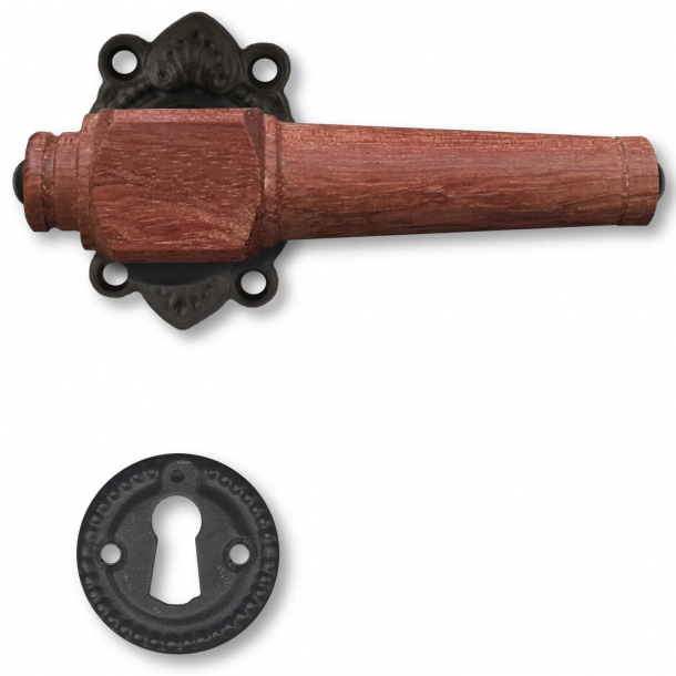 Wooden Door handle interior - Black brass and Rosewood wood