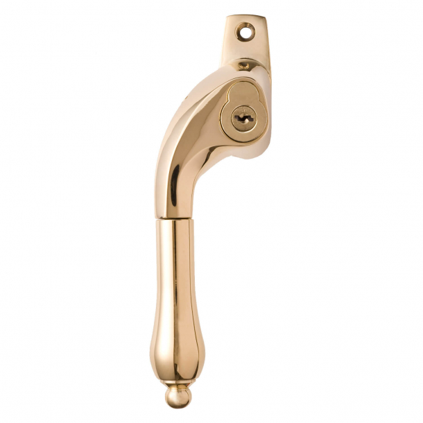 Patio door handle 2742 - Left with lock - Brass without paint - 16 mm grip - Model SNEKKERSTEN