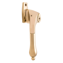 Terrassentrgriff 2742 - Links mit Schloss - Messing ohne Lack - 16 mm Griff - Modell SNEKKERSTEN