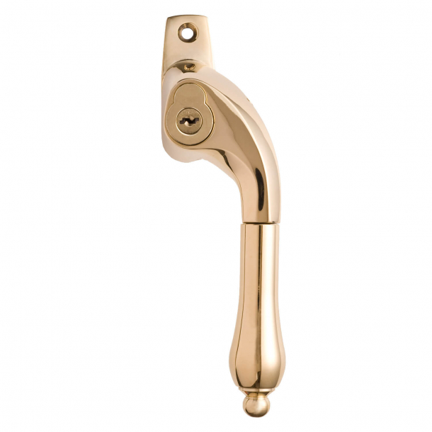 Patio door handle 2742 - Right with lock - Brass without paint - 16 mm grip - Model SNEKKERSTEN