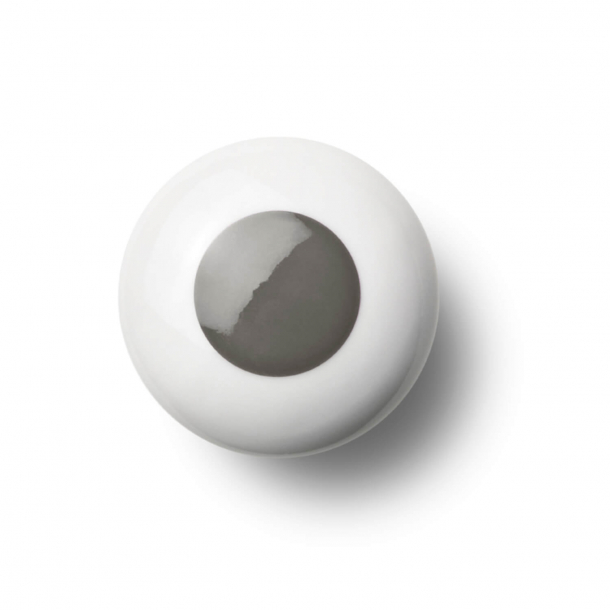 Cabinet knob or hook - Porcelain - 45 x 30 mm - Gray - Model DOT