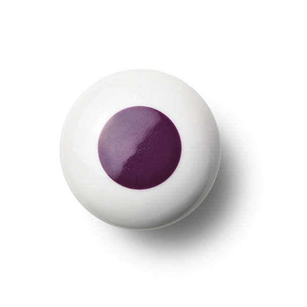 Cabinet knob or hook - Porcelain - 45 x 30 mm - Purple - Model DOT