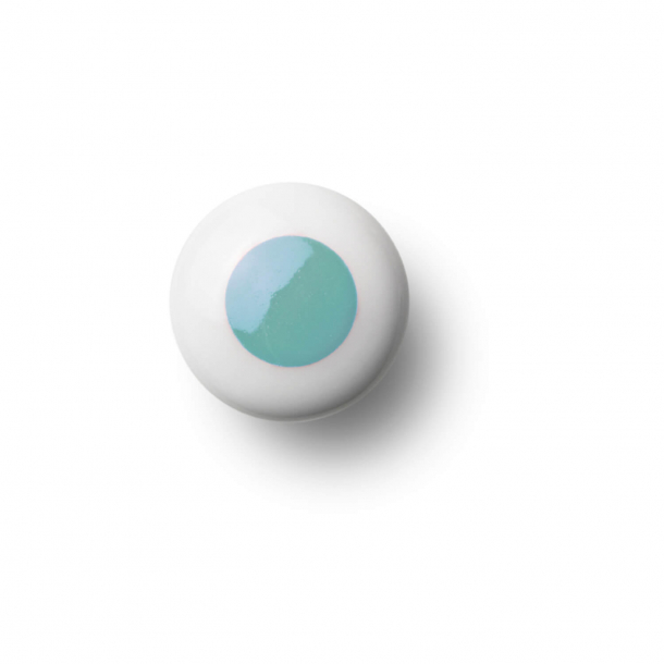 Furniture knob or hanging - Porcelain - 30 x 30 mm - Light blue - Model DOT