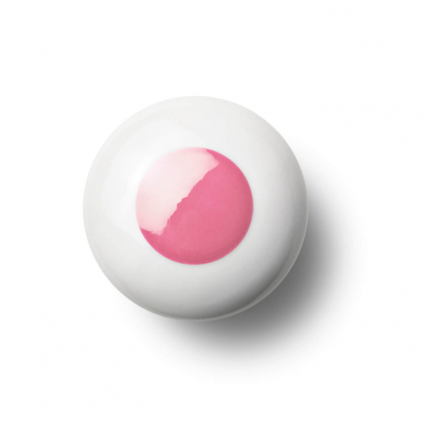 Cabinet knob or knob - Porcelain - 45 x 30 mm - Pink - Model DOT