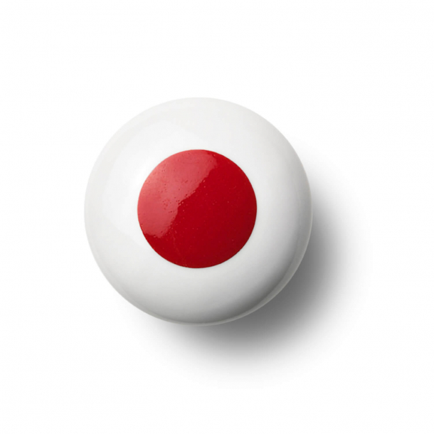 Cabinet knob or knob - Porcelain - 45 x 30 mm - Red - Model DOT