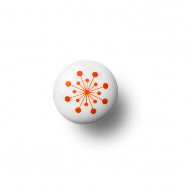 Furniture knob or hook - Porcelain - 30 x 30 mm - Orange - Model FLOWER