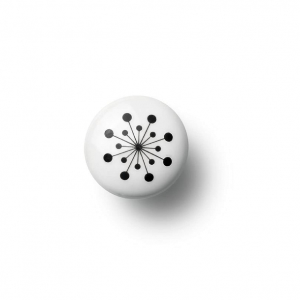 Furniture knob or knob - Porcelain - 30 x 30 mm - Black - Model FLOWER