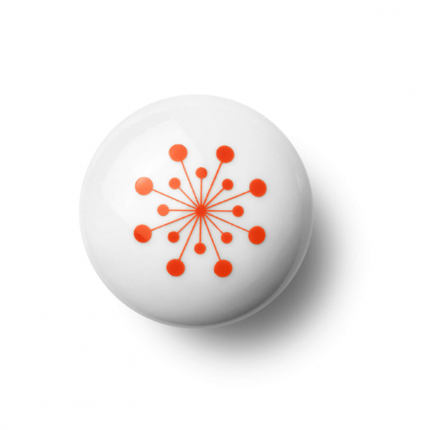 Cabinet knob or knob - Porcelain - 45 x 30 mm - Orange - Model FLOWER