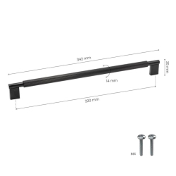 Uchwyt do mebli - Szczotkowana czer&#324; - Modelowy Arpa - 342 mm