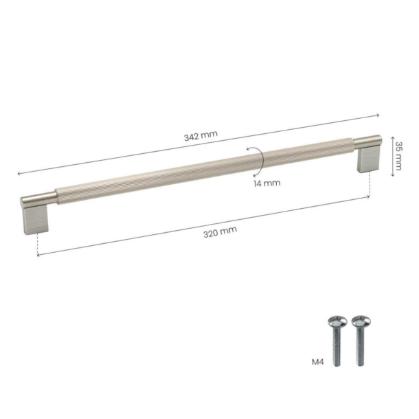 Cabinet Handle - Brushed steel - Model Arpa - 342 mm