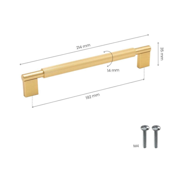 Cabinet Handle - Brushed brass - Model Arpa - 214 mm