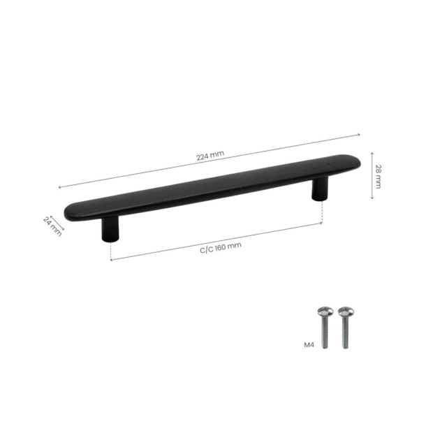 Cabinet Handle - Black ash - Model Brutus - 224 mm