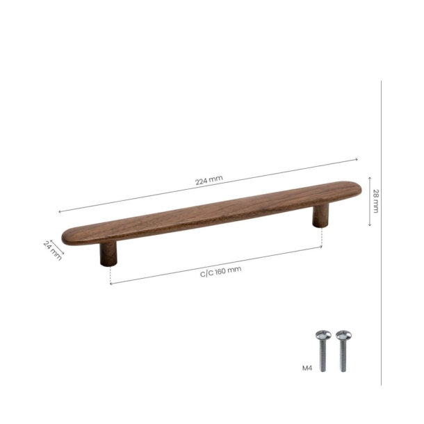 Cabinet Handle - Wallnut - Model Brutus - 224 mm