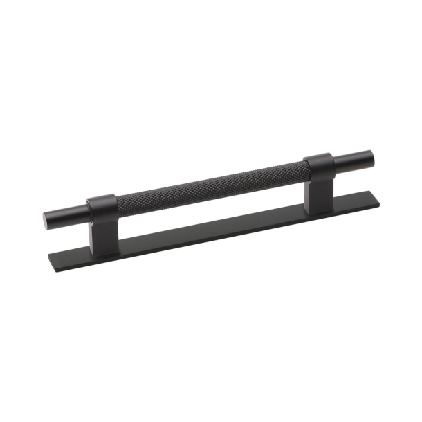 Cabinat handle with backplate - Matte black - Model PITCH - CC 128 mm