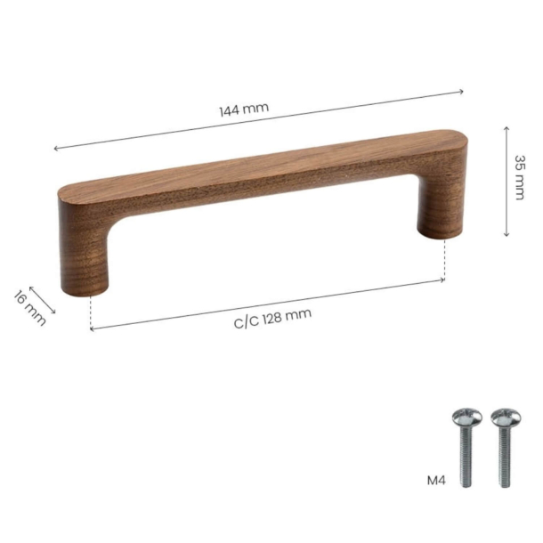 Cabinet Handle - Wallnut - Model Pinta - 144 mm