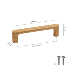 Cabinet Handle - Oak - Model Pinta - 144 mm
