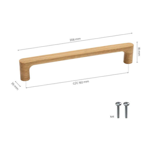 Cabinet Handle - Oak - Model Pinta - 208 mm