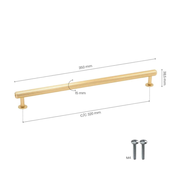 Mbelgriff - Gebrstetes Messing - Modell Rille - 350 mm