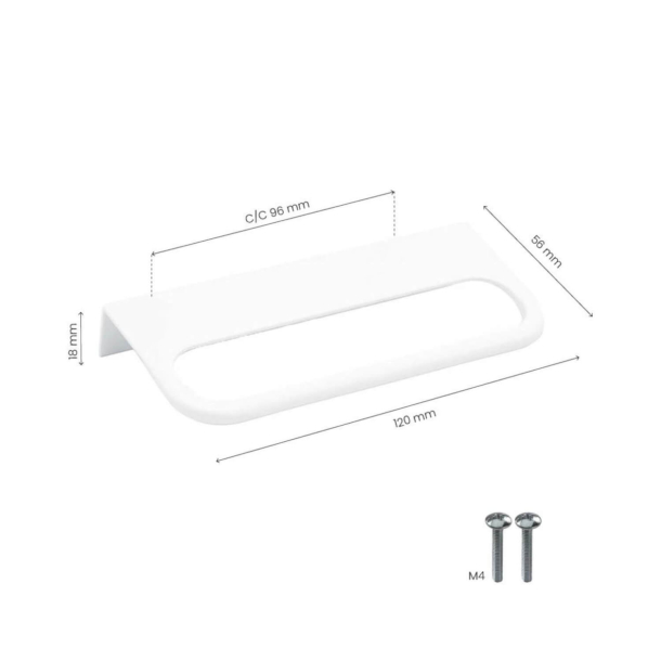 Cabinet Handle - Matt white - Model Rim - 120 mm