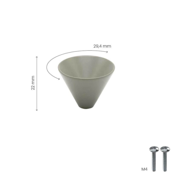 Ga&#322;ka do mebli - Szary - Model Conic  - 29 x 22 mm