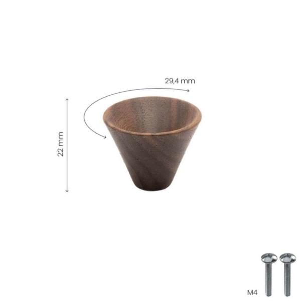 Ga&#322;ka do mebli - Orzech w&#322;oski - Model Conic  - 29 x 22 mm