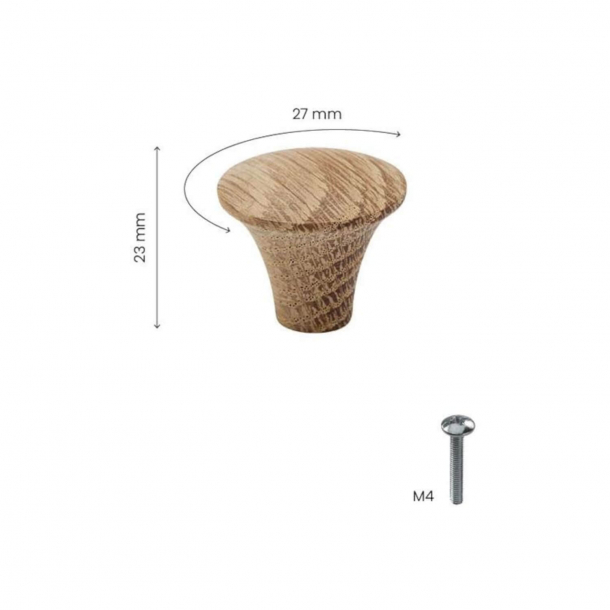 Beslag Design Cabinet knob - Untreated Oak  - Model RUT-27