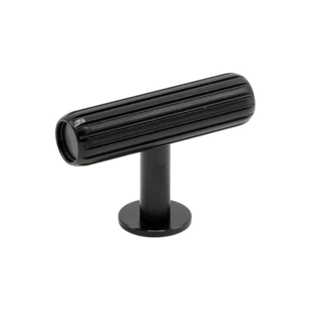 Cabinet knob T-Bar - Brushed black - Model Rille