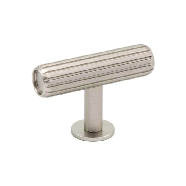 Cabinet knob T-Bar - Brushed steel - Model Rille