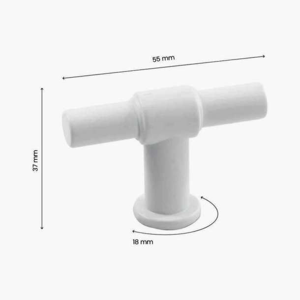 Mbelknopf T-Bar - Mattwei - Modell T-Type