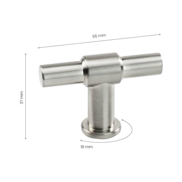 Cabinet knob T-Bar - Stainless steel - Model T-Type