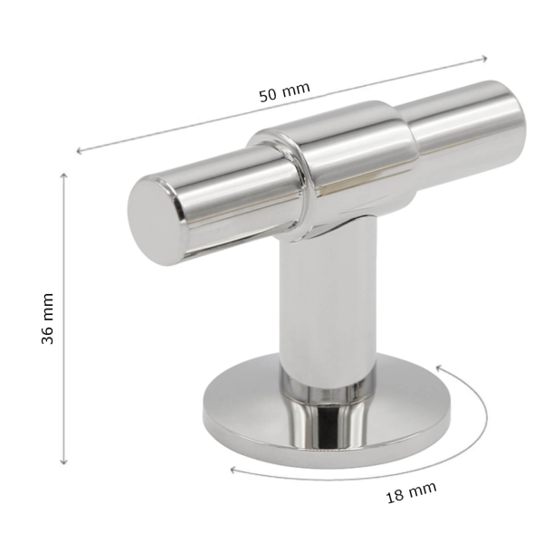 Beslag Design T-Bar Mbelgriff - Poliertes Nickel - Modell Uniform
