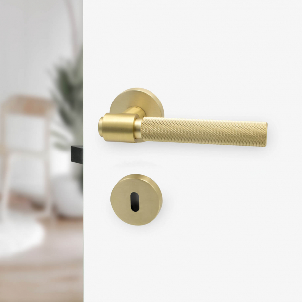 Door handle - Brushed brass - HELIX - Elegant industrialism