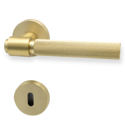 Door handle - Brushed brass - HELIX - Elegant industrialism